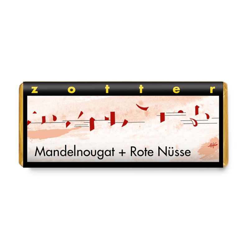 Zotter Schokolade Mandelnougat + Rote Nüsse (+) - Produktbild