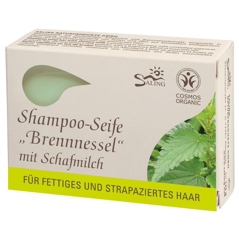 Saling Shampoo-Seife Brennnessel mit Schafmilch für fettiges und strapaziertes Haar - Produktbild