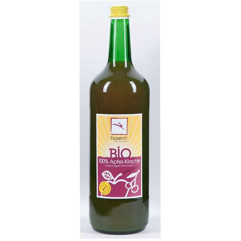 Hasenfit Bio Apfelsaft - Kirschsaft naturtrüb 1L Mehrweg - Produktbild