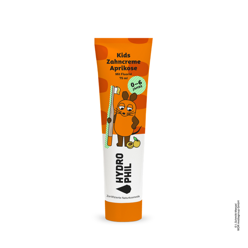 HYDROPHIL Maus - Kids Zahncreme  Aprikose , 75ml - Produktbild