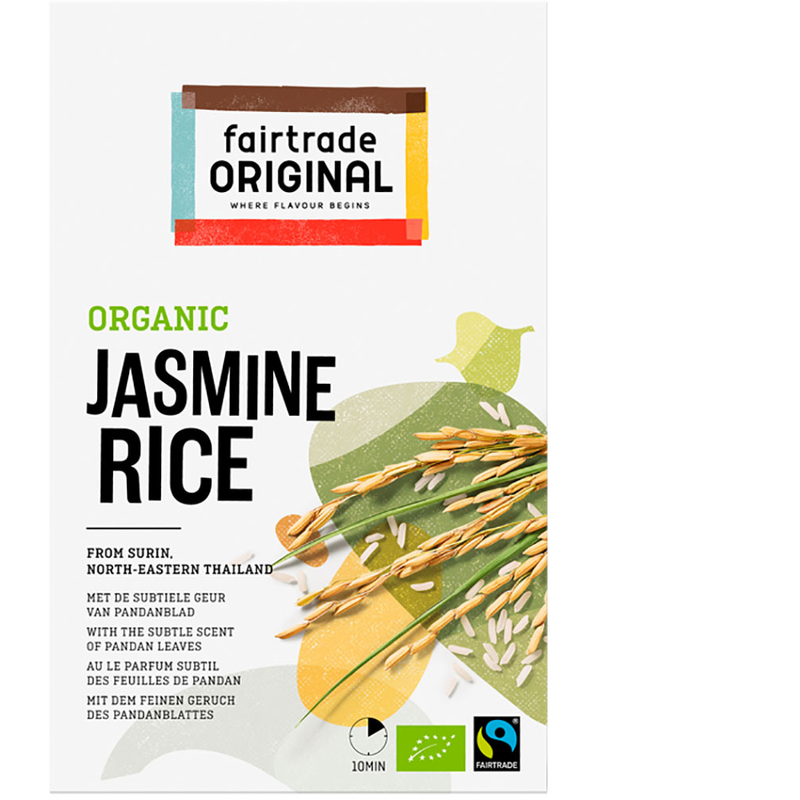 Fairtrade Original Organic Jasmine Rice from North-Eastern Thailand. Mit dem feinen Geruch des Pandanblattes. - Produktbild