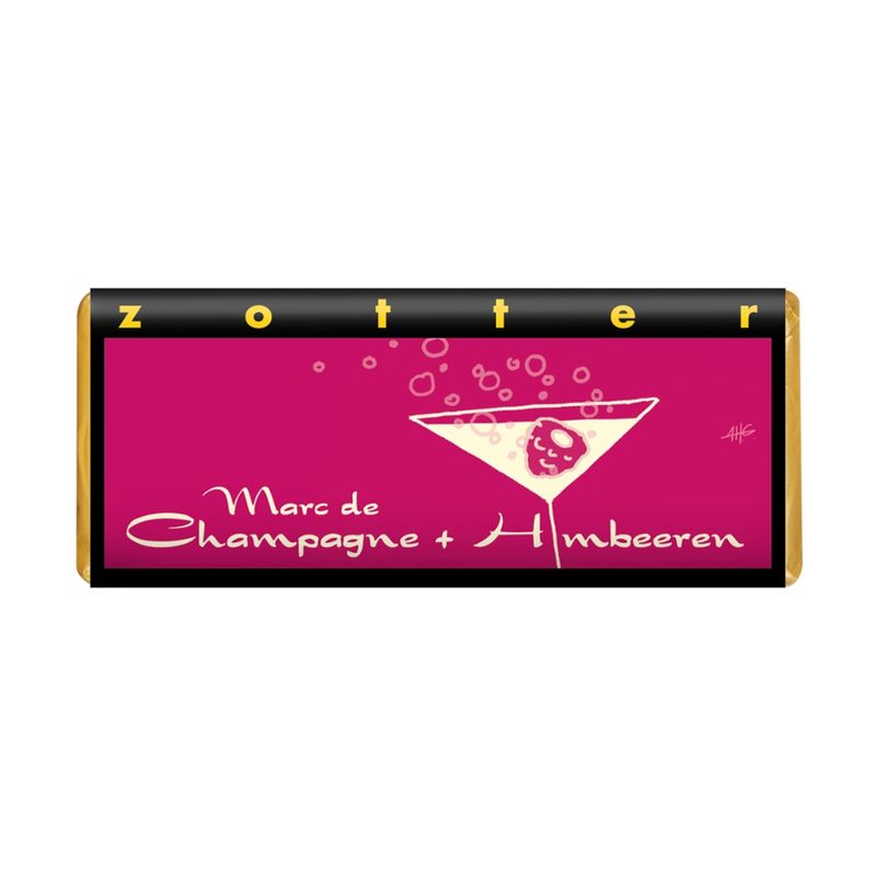 Zotter Schokolade Marc de Champagne + Himbeeren - Produktbild