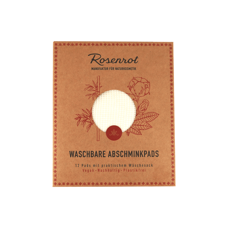 Rosenrot Naturkosmetik Waschbare Abschminkpads - 12 Pads mit praktischem Wäschesack - Produktbild