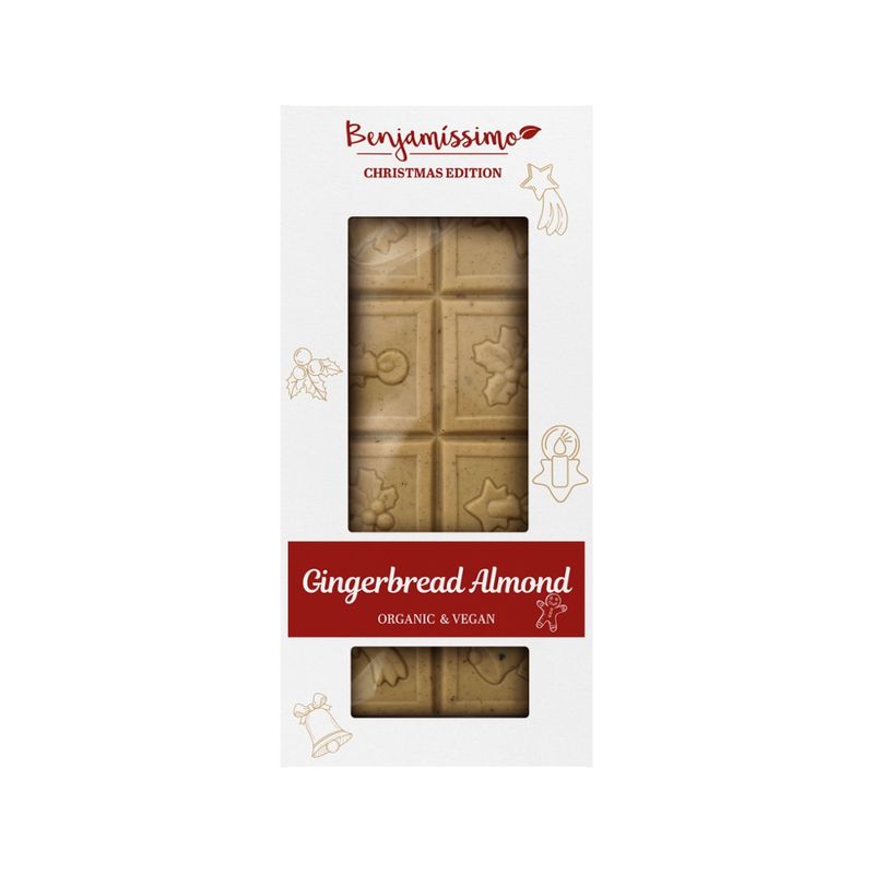 Benjamissimo Bio vegane weiße Kakaotafel mit Lebkuchengewürz und Mandeln - Produktbild