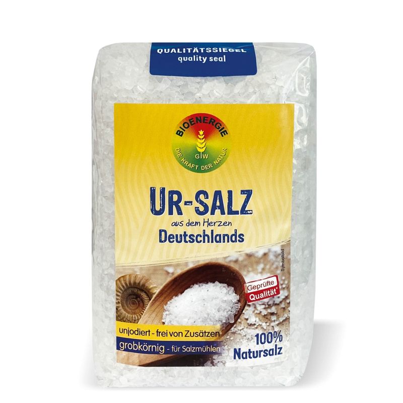 BIOENERGIE UR-SALZ aus dem Herzen Deutschlands, grobkörnig - für Salzmühlen, unjodiert, frei von Zusätzen - Produktbild
