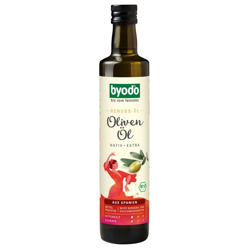 Byodo Olivenöl nativ extra, aus Spanien, 0,5l - Erste Güteklasse - direkt aus Oliven ausschließlich mit mechanischen Verfahren gewonnen - Produktbild