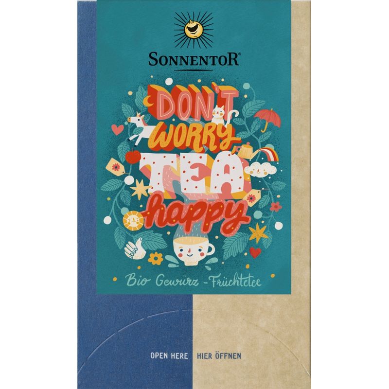 Sonnentor Don't worry, TEA happy Tee, Doppelkammerbeutel - Produktbild