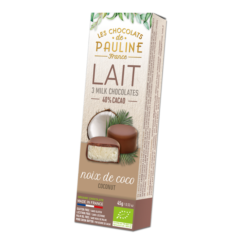 LES CHOCOLATS DE PAULINE COCONUT BITES COATED WITH MILK CHOCOLATE - Produktbild