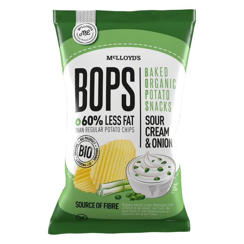 McLLOYD'S McLloyd's Bops Sour Cream & Onion - Bio-Kartoffelsnacks mit Sauerrahm & Zwiebel - Produktbild