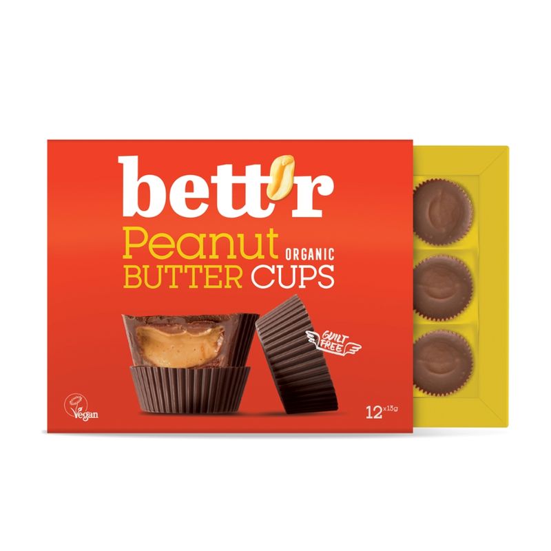 Bett'r Box of peanut butter cups, Bio Bett`r 156 g (12x13 g) - Produktbild