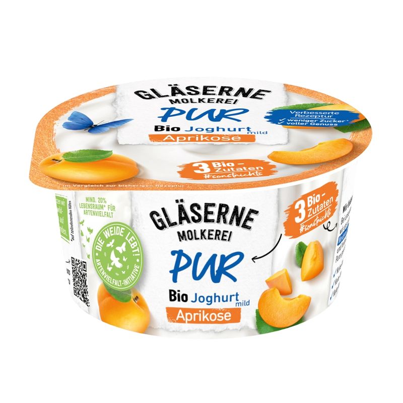 Gläserne Molkerei GM PUR Bio Joghurt Aprikose 150g - Produktbild