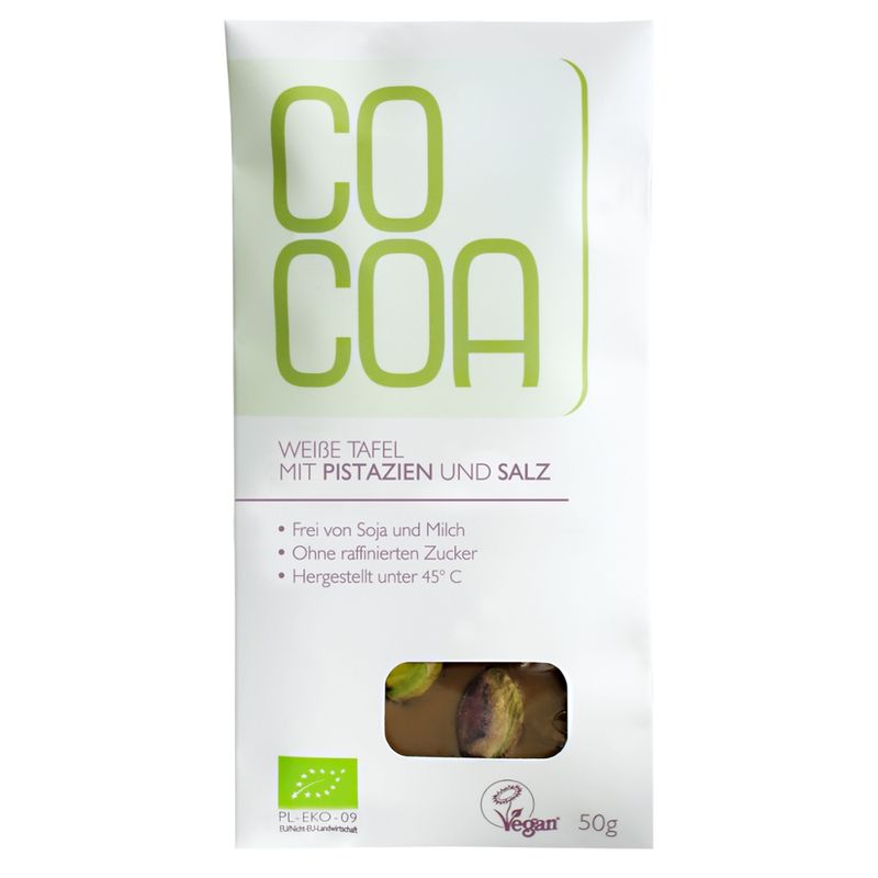 Cocoa Cocoa Weiße Tafel mit Pistazien und Salz - Produktbild