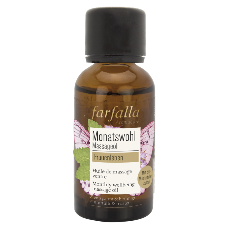 farfalla Frauenleben, Muskatellersalbei, Monatswohl Massageöl, 30ml - Produktbild