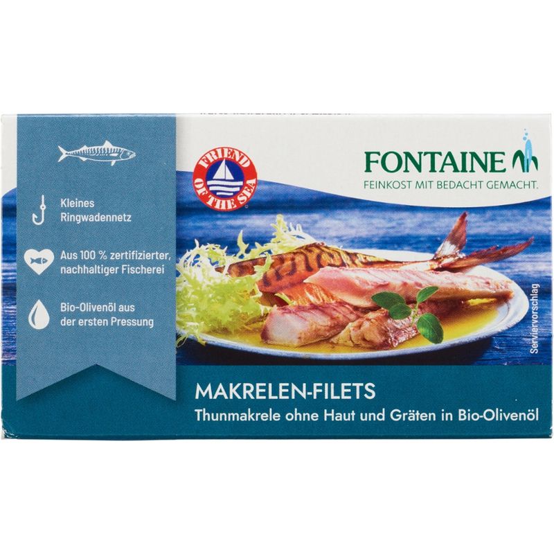 Fontaine Makrelenfilet- Thunmakrele ohne Haut und Gräten in Bio-Olivenöl - Produktbild