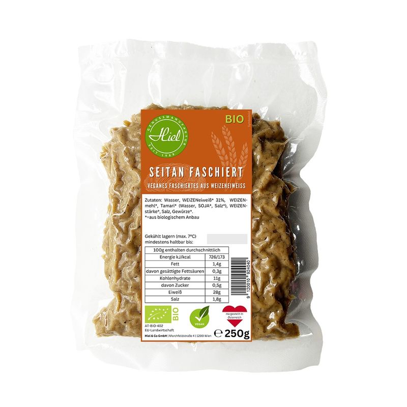 Hiel - Vegetarische Feinkost Seitan Faschiert - Veganes Faschiertes aus Weizeneiweiß - Produktbild