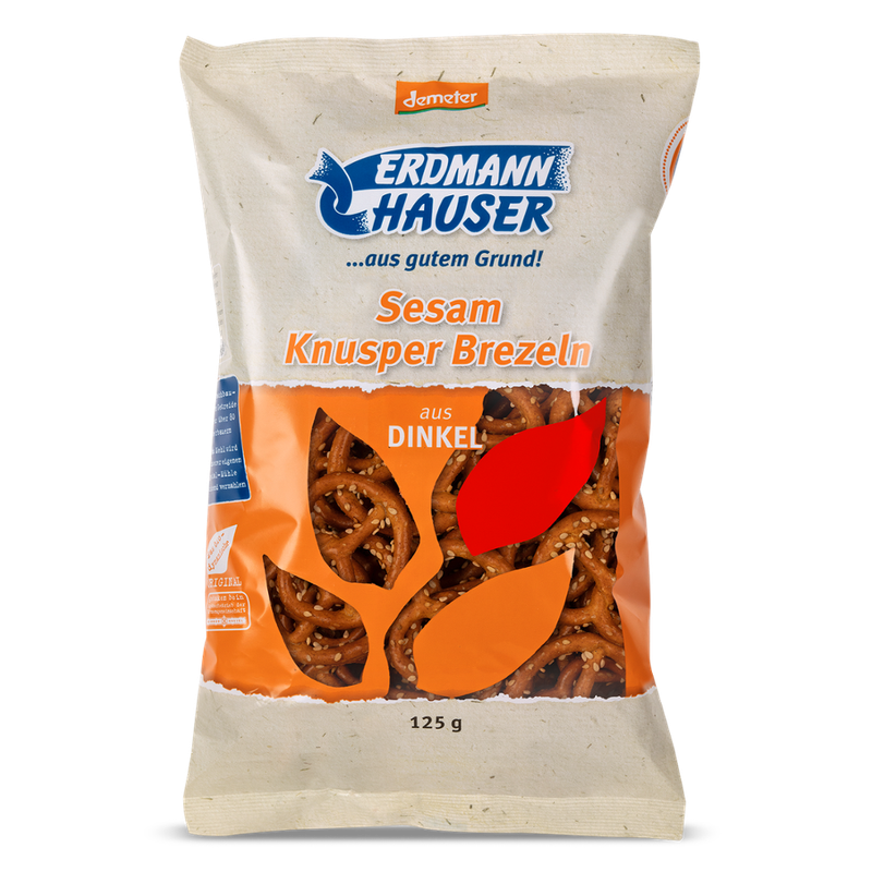 ErdmannHAUSER Getreideprodukte ErdmannHAUSER demeter Sesam Knusper Brezeln aus Dinkel - Produktbild