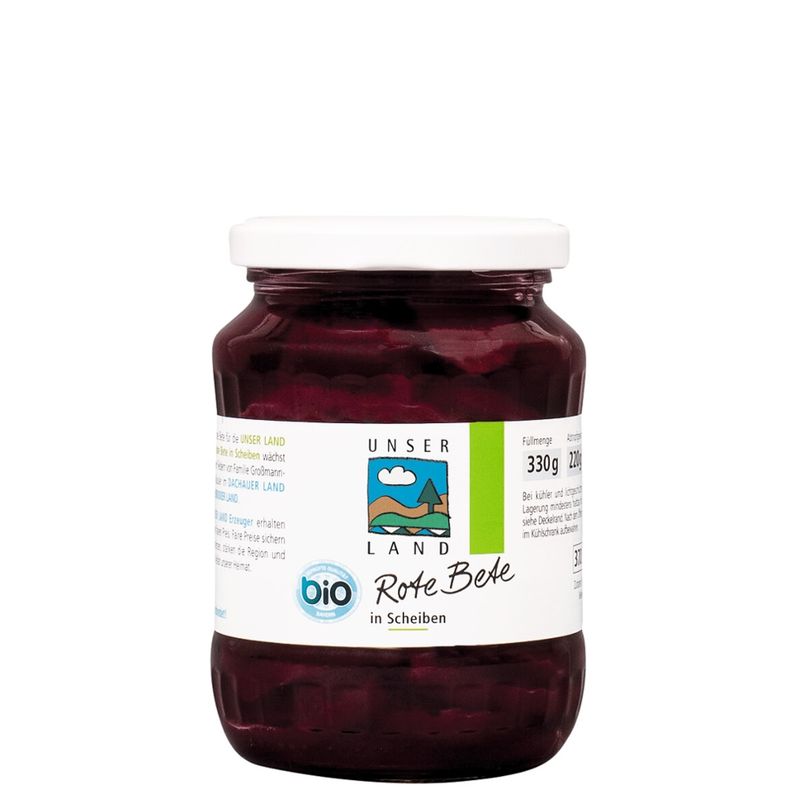 UNSER LAND UNSER LAND Bio Rote Bete in Scheiben, BayBio, 330g Glas - Produktbild