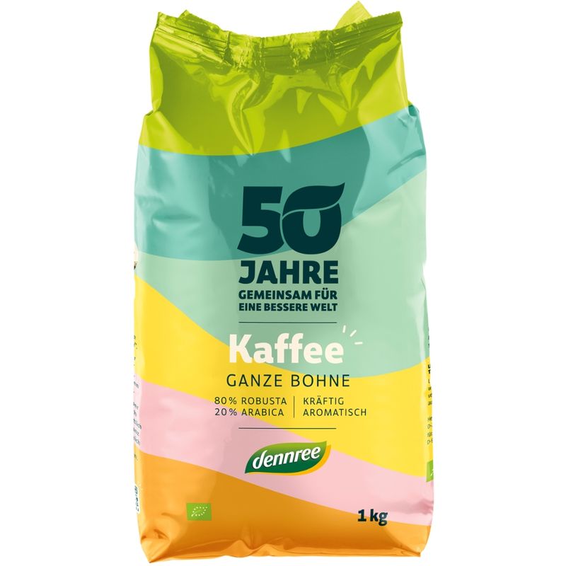 dennree Kräftig-aromatischer Kaffee ganze Bohne - Produktbild