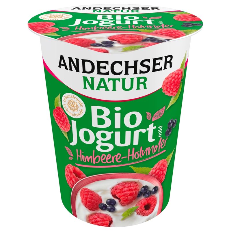 Andechser Natur Bio Jogurt Himbeere-Holunder 3,8% - Produktbild