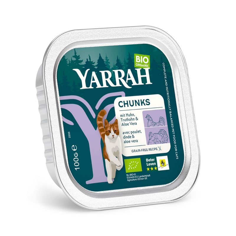 Yarrah Organic Petfood Yarrah Bio Katze Schale Bröckchen getreidefrei Huhn & Truthahn - Produktbild