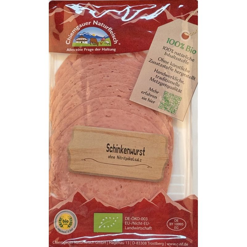 Chiemgauer Naturfleisch Bio-Schinkenwurst, geschn., 70g, SB, kbA - Produktbild