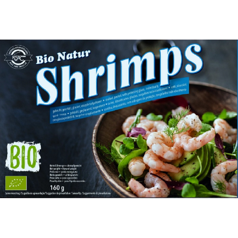 Ristic Bio Garnelen gekocht geschält mit 20% Wasserschutzglasur - Produktbild