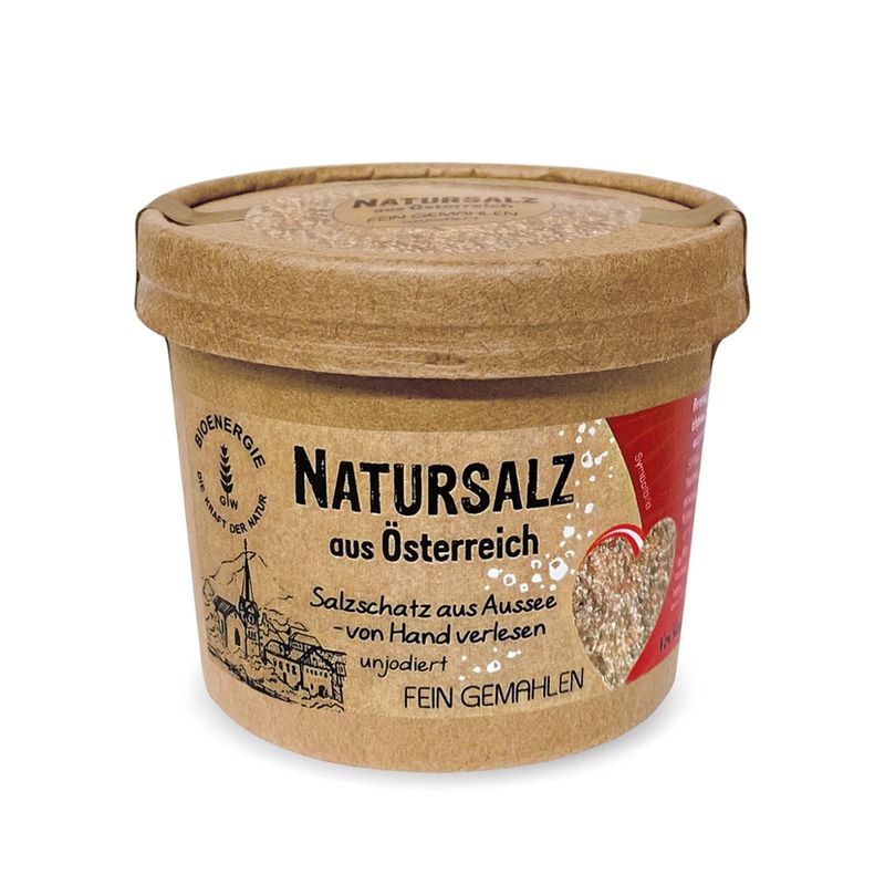 BIOENERGIE NATURSALZ aus Österreich, Ausseer Bergkernsalz, fein gemahlen, unjodiert, frei von Zusätzen - Produktbild
