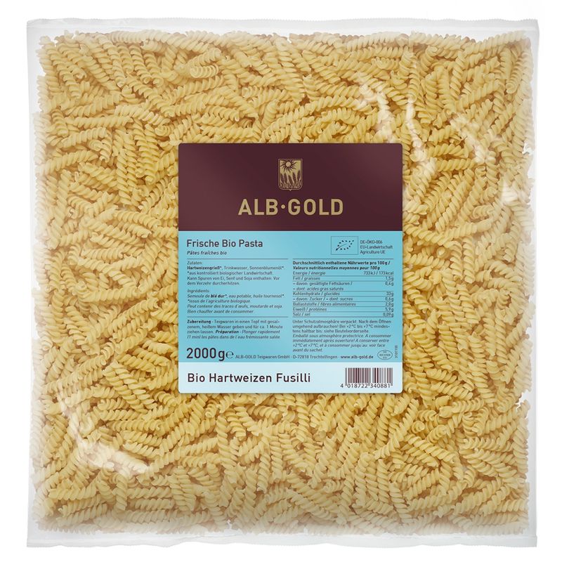 ALB-GOLD AG Bio HW Fusilli vorgegart 2kg in E2 - Produktbild