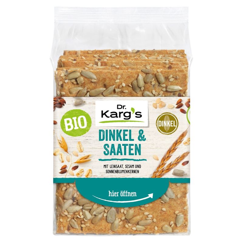 Dr. Karg´s Genuss mit Biss Bio Vollkorn-Knäckebrot Dinkel & Saaten - Produktbild