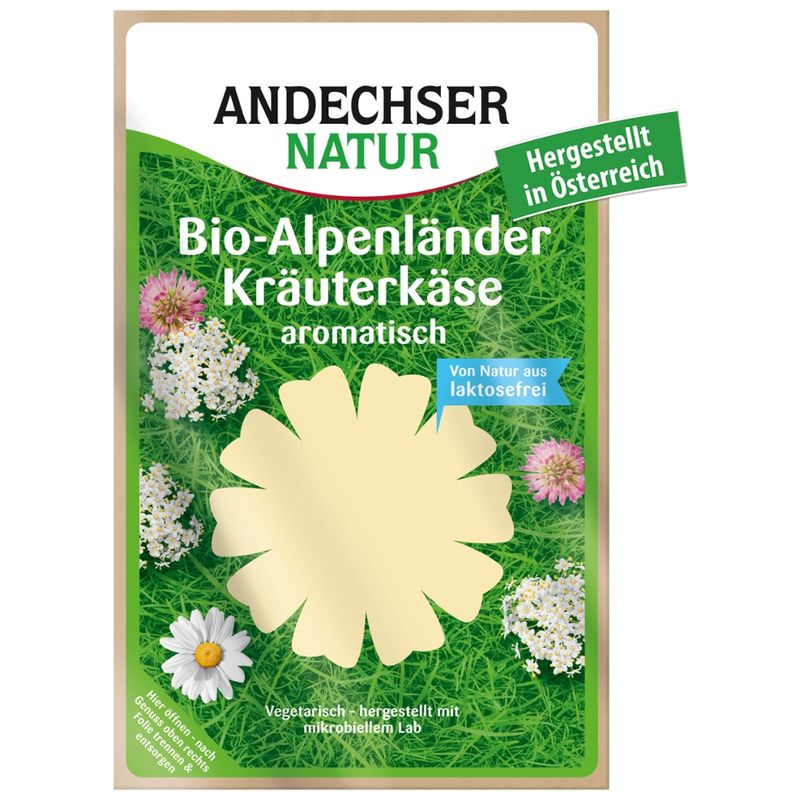 Andechser Natur Bio Alpenländer mit Kräutern 50% Scheiben - Produktbild