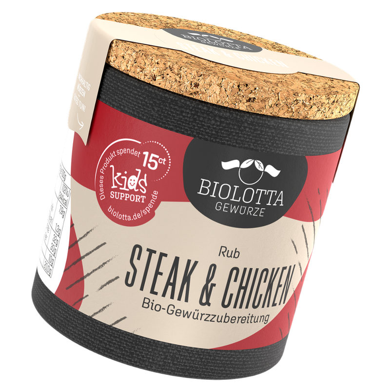 Biolotta Biolotta Korkdose Steak und Chicken Rub Bio-Gewürzzubereitung - Produktbild