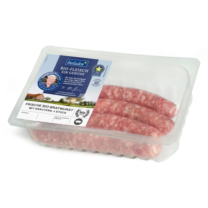 bioladen Frische Bratwurst mit Kräutern vom Schwein, 4 Stück - Produktbild