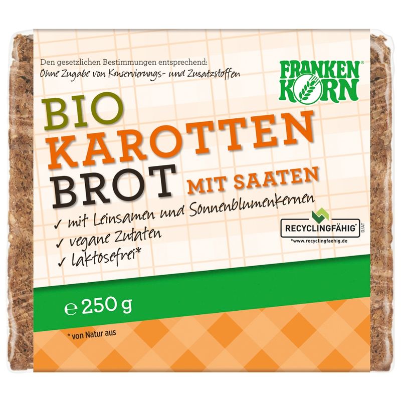 Frankenkorn Bio Vollkornbrot mit Saaten und Karottenstückchen - Produktbild