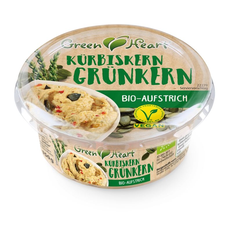 Green Heart Bio Aufstrich Kürbis-Grünkern, vegan - Produktbild