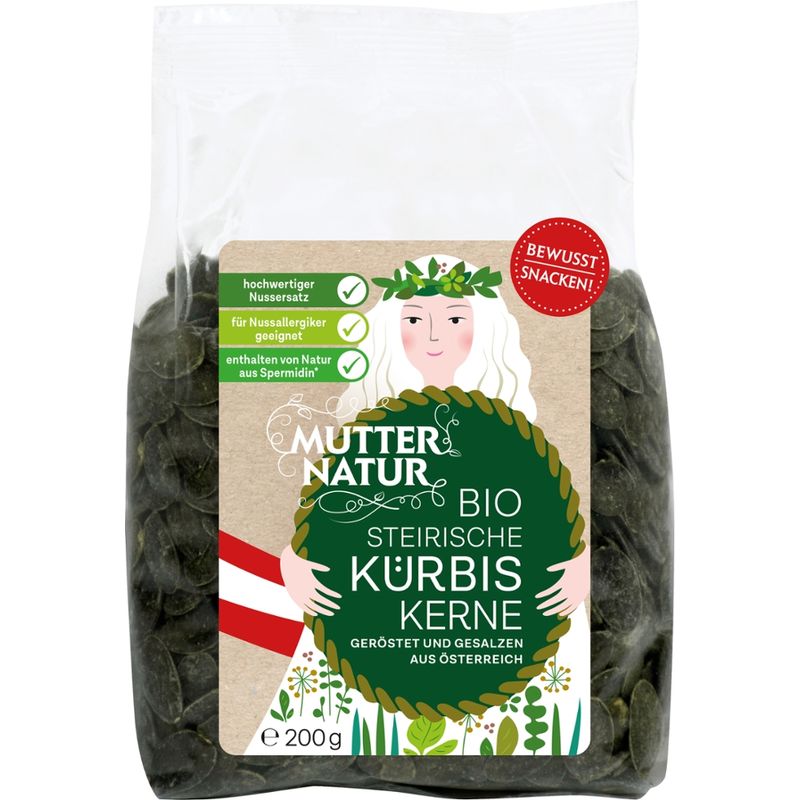 MUTTER NATUR MUTTER NATUR Steirische Bio Kürbiskerne  geröstet & gesalzen 200 g, Herkunft Österreich - Produktbild