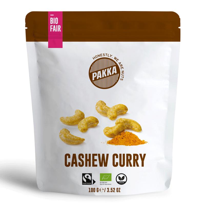 Pakka Cashews geröstet mit Curry Madras, Bio & Fairtrade, 100g - Produktbild