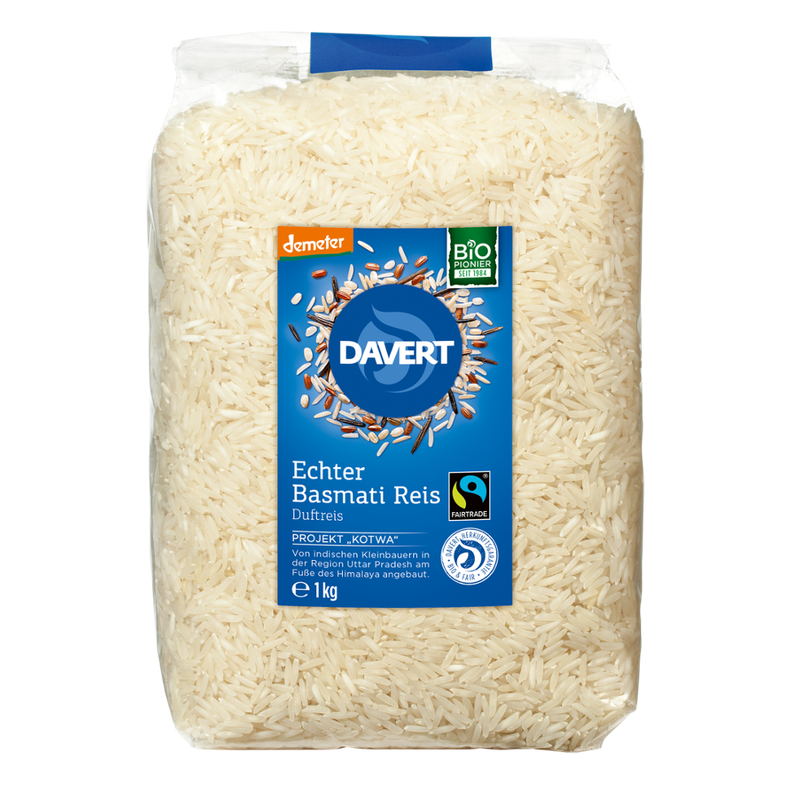 Davert demeter Echter Basmati Reis weiß Fairtrade 1kg - Produktbild