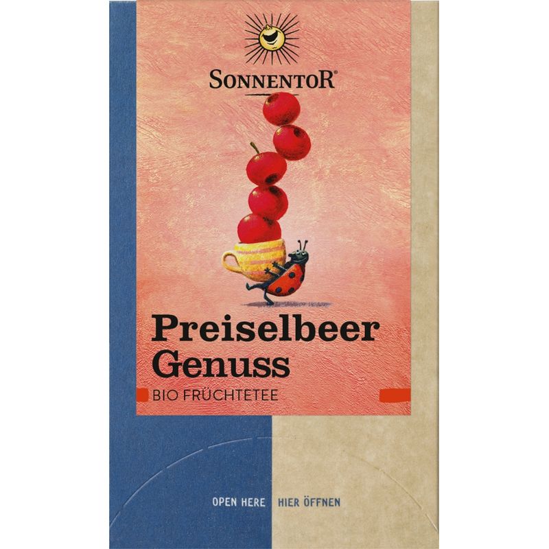 Sonnentor Preiselbeer Genuss Früchtetee, Doppelkammerbeutel - Produktbild