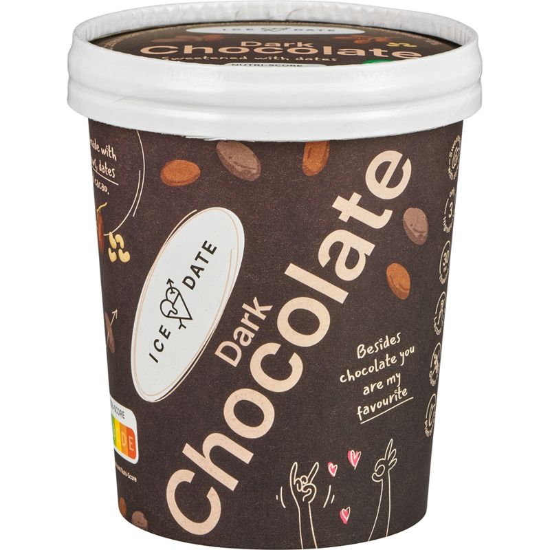 iceDate Bio-Dark Chocolate-Eis, laktosefrei, glutenfrei, vegan 450ml - Produktbild