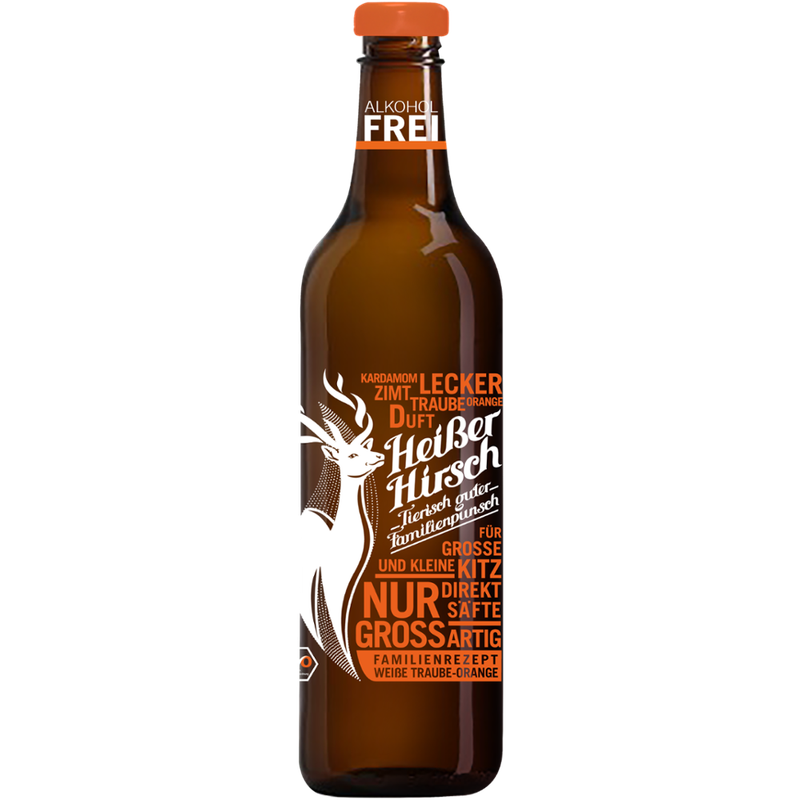 HEISSER HIRSCH HEISSER HIRSCH - Tierisch guter Familienpunsch // Familienrezept "Weiße Traube - Orange" (Glas) - Produktbild