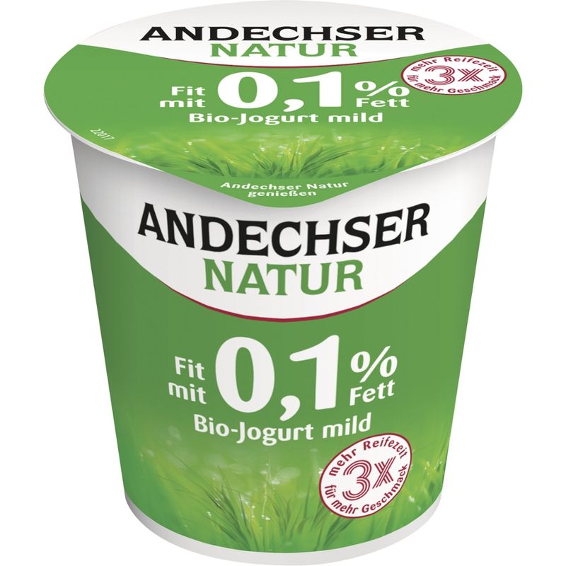 Andechser Natur Bio Jogurt mild aus entrahmter Milch mit 0,1 % Fett - Produktbild