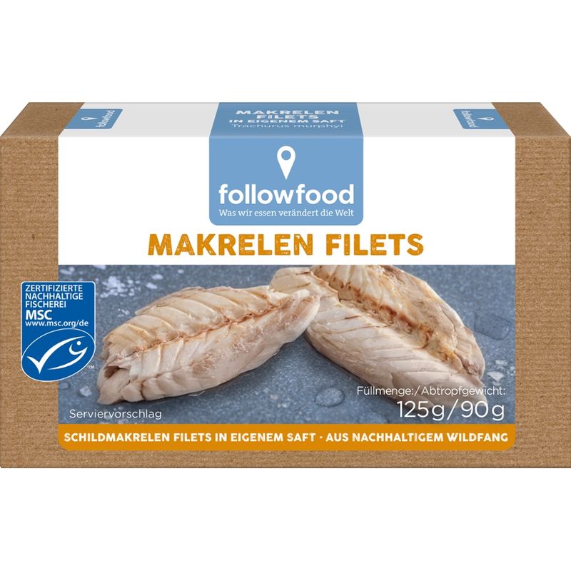 followfood MSC Makrelen Filets (Trachurus murphyi) in eigenem Saft aus nachhaltigem Wildfang - Produktbild