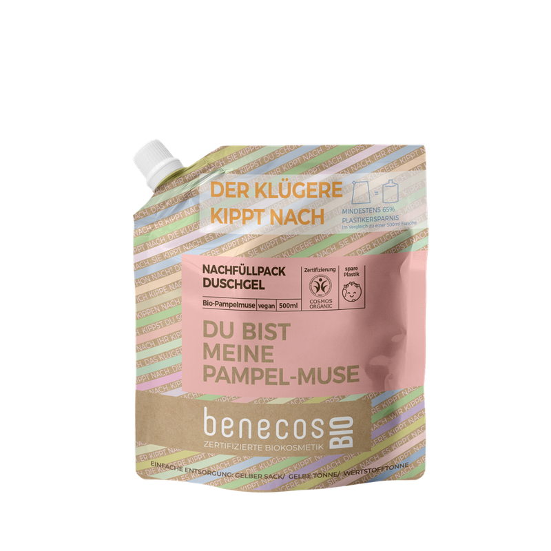benecos benecosBIO Nachfüllbeutel 500ml Duschgel BIO-Pampelmuse - DU BIST MEINE PAMPEL-MUSE - Produktbild