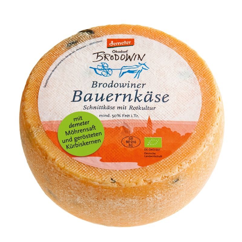 Ökodorf Brodowin Demeter Brodowiner Bauernkäse mit Möhrensaft und Kürbiskernen, 1,8 kg - Produktbild