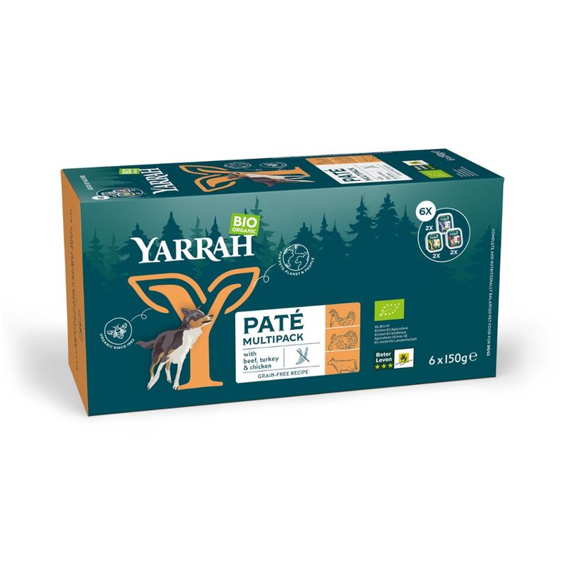 Yarrah Organic Petfood Yarrah Bio Hund Schale Multipacks Pastete getreidefrei gemischt  (Huhn/ Huhn & T - Produktbild