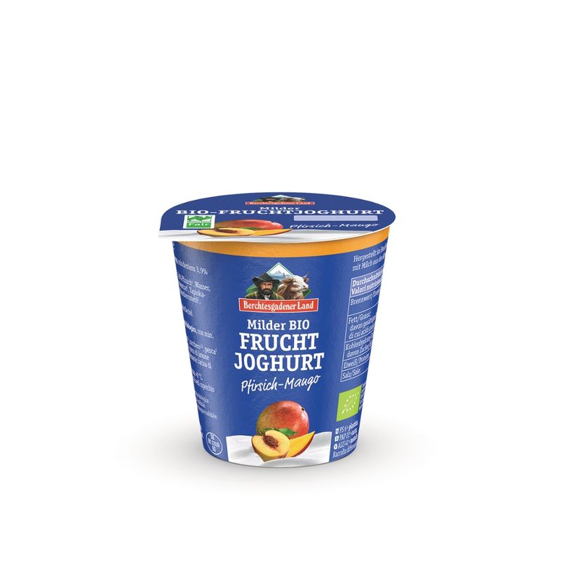 Berchtesgadener Land Bio Bio-Fruchtjoghurt Pfirsich-Mango 3,9% Fett NL-Fair - Produktbild