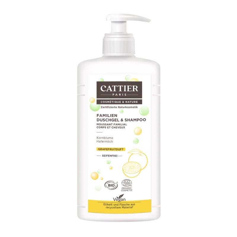 Cattier Paris Cattier Familien Duschgel & Shampoo Bio-Kornblume Bio-Hafermilch Grapefruitduft - Produktbild