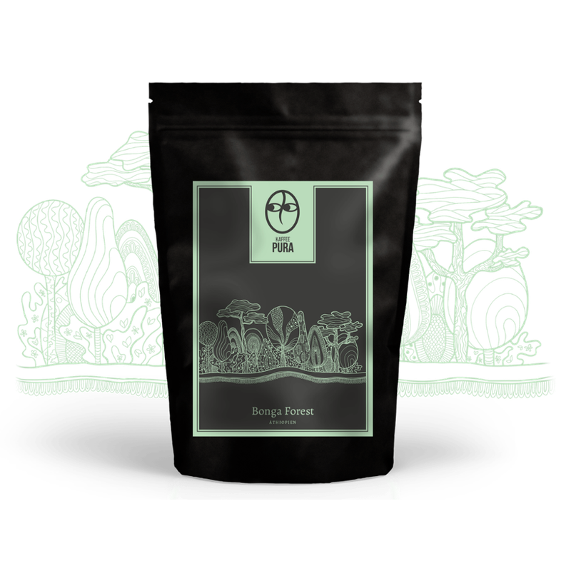 KAFFEE PURA Bonga Forest Kaffee, BIO & fair gehandelt, ganze Bohne, 100% Arabica, Äthiopien - Produktbild