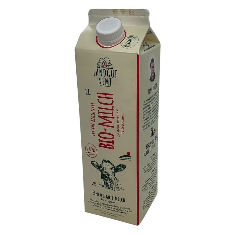Landgut Nemt Regionale Bio-Milch 1,5% Fett 1l - Produktbild
