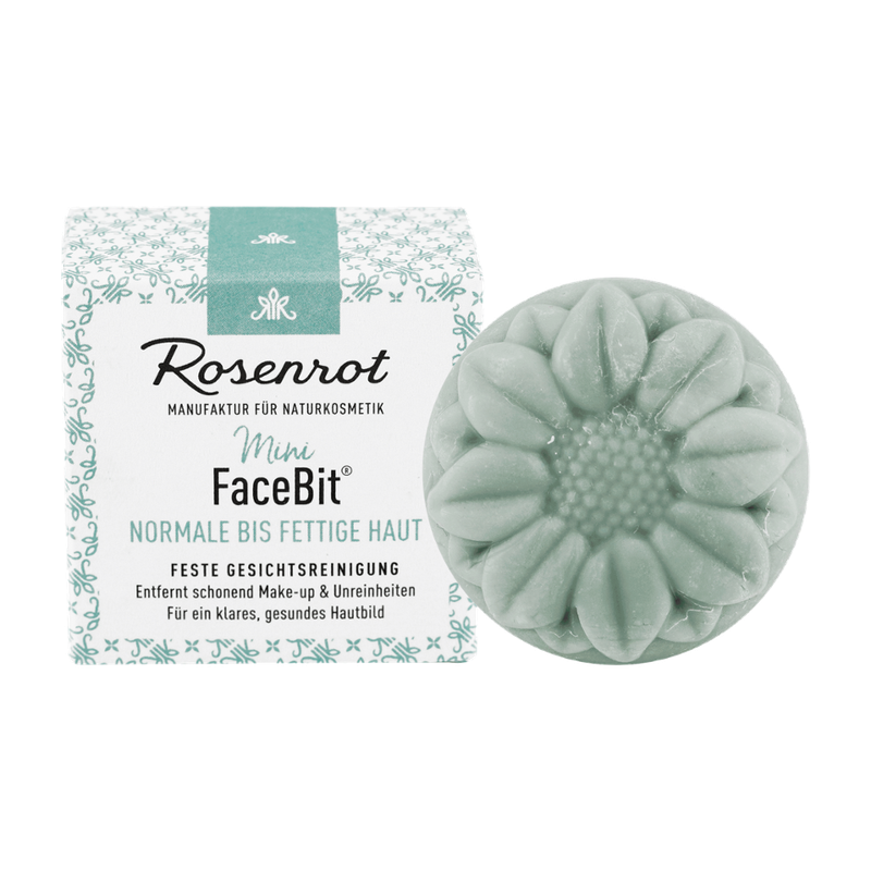 Rosenrot Naturkosmetik FaceBit® Mini - Normale bis fettige Haut - 25g - festes Waschgel Gesichtsreinigung Zertifiziert nach ECOCERT COSMOS ORGANIC - Produktbild
